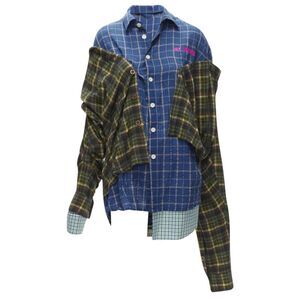 Natasha Zinko logo trio deconstructed grunge plaid shirt